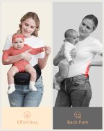 BABYMUST Hip Seat Baby Carrier, Advanced Adjustable Waistband &Various Pockets, Ergonomic Carrier for Newborns to Toddlers up to 66lbs, Black
